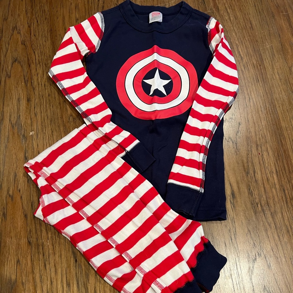 Hannah Anderson Marvel Navy Blue T-with Red Logo Pajama Set